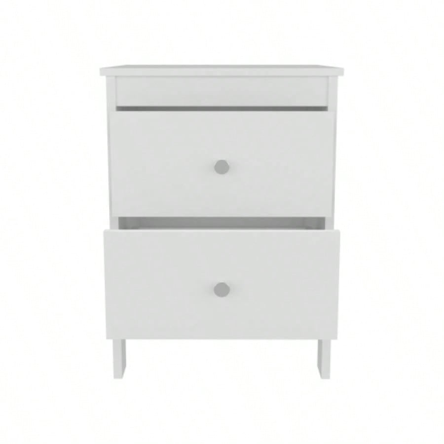 Nightstand, 2 Drawers, White
