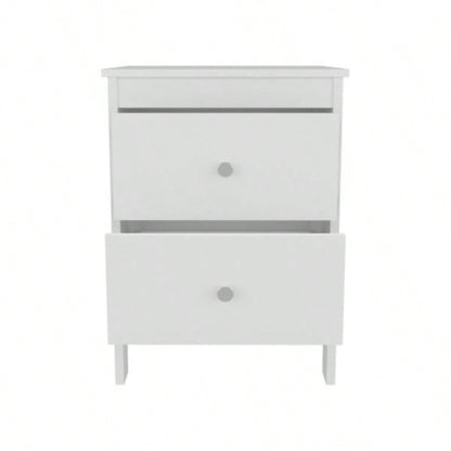 Nightstand, 2 Drawers, White