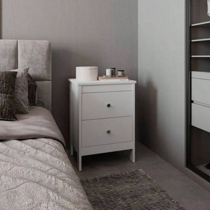 Nightstand, 2 Drawers, White