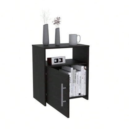 Nightstand Cuarzz, One Cabinet, Black Wengue