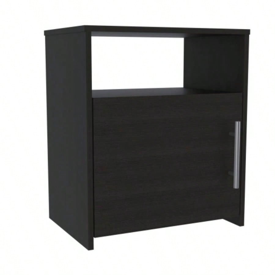 Nightstand Cuarzz, One Cabinet, Black Wengue