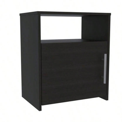 Nightstand Cuarzz, One Cabinet, Black Wengue