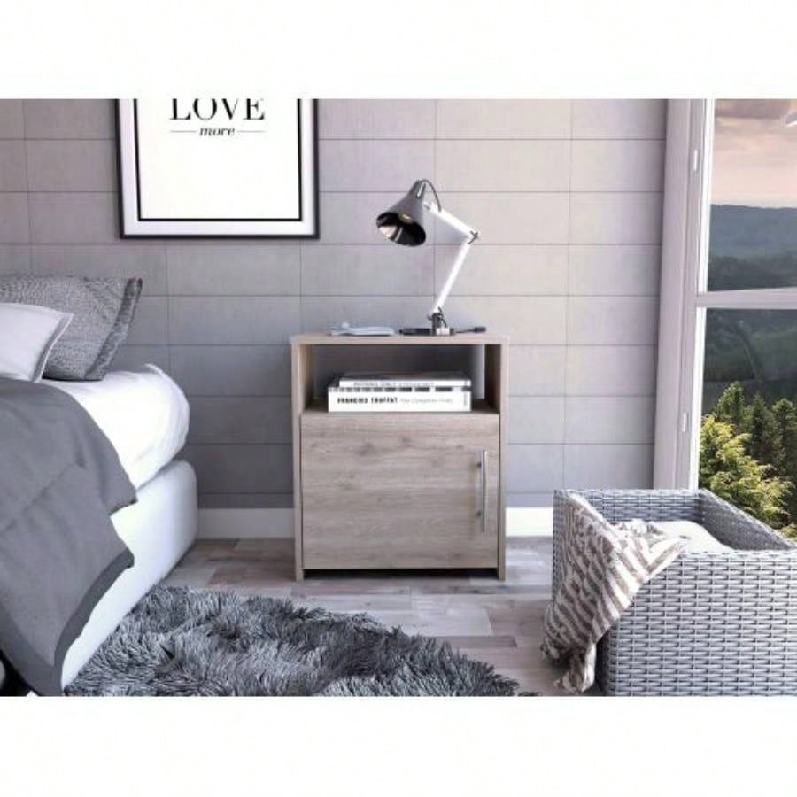 Nightstand Cuarzz, One Cabinet, Black Wengue