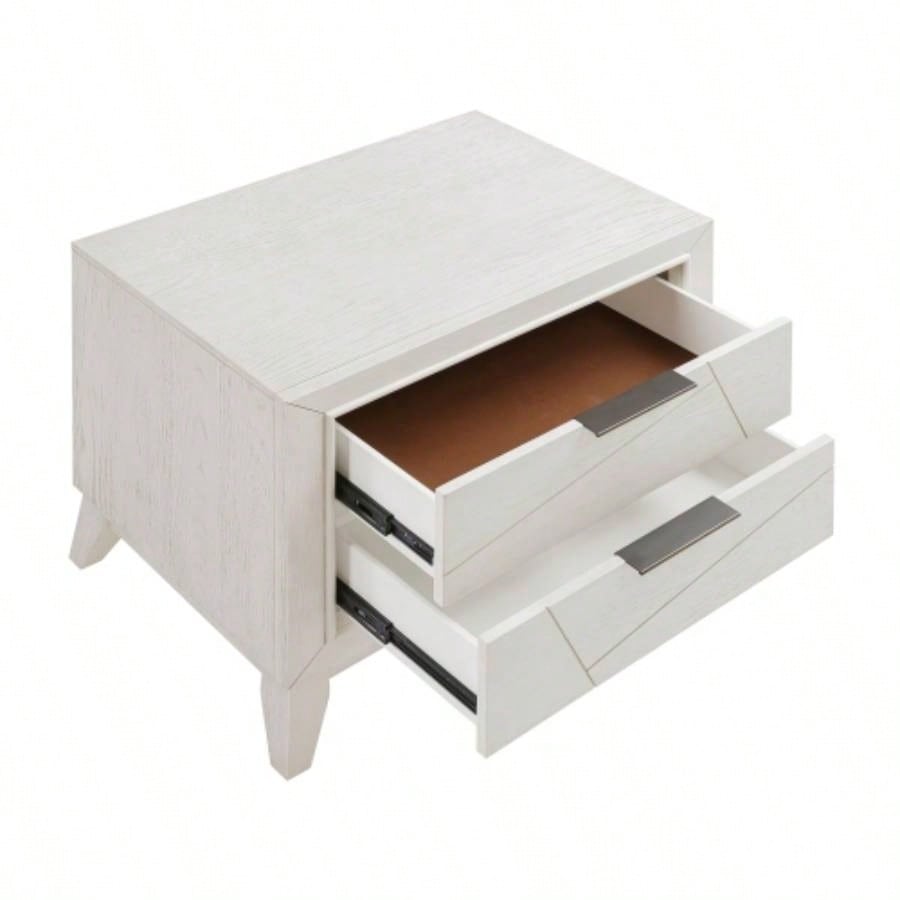 Antique White Nightstand with Drawers Modern Bedroom Furniture 1pc