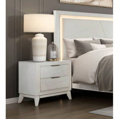 Antique White Nightstand with Drawers Modern Bedroom Furniture 1pc