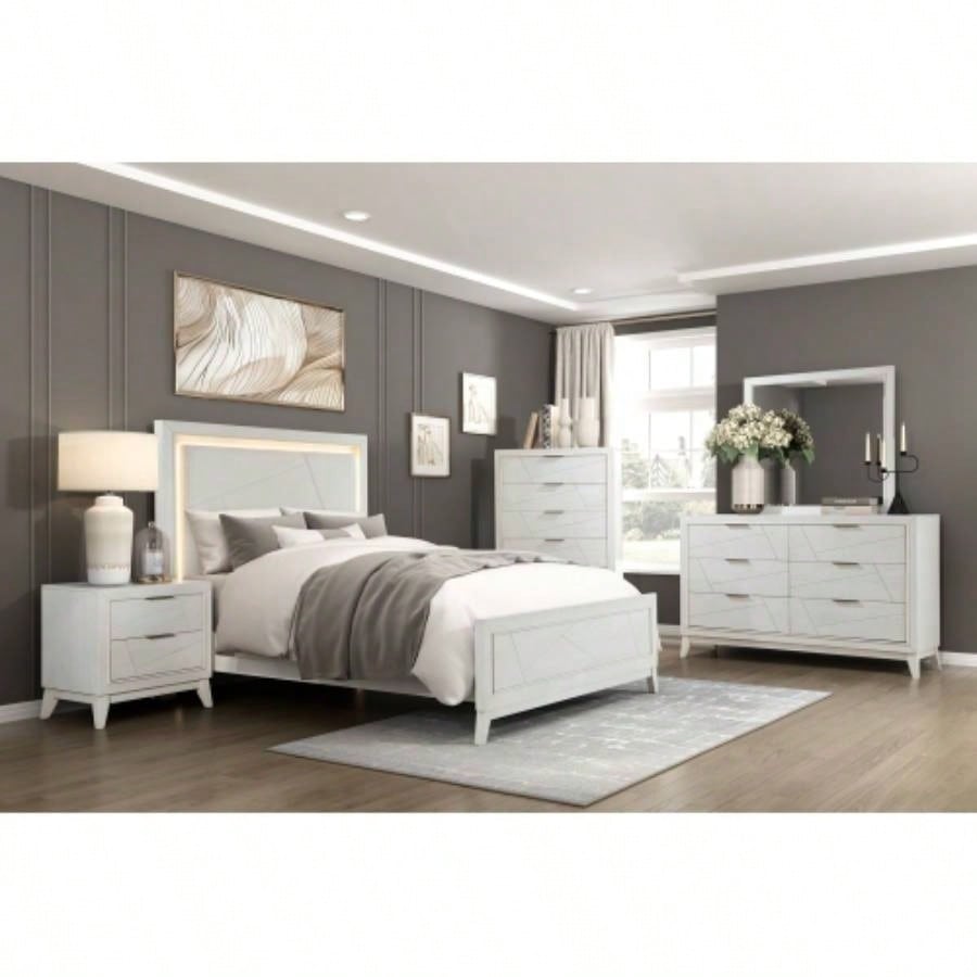 Antique White Nightstand with Drawers Modern Bedroom Furniture 1pc
