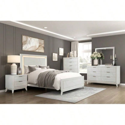 Antique White Nightstand with Drawers Modern Bedroom Furniture 1pc