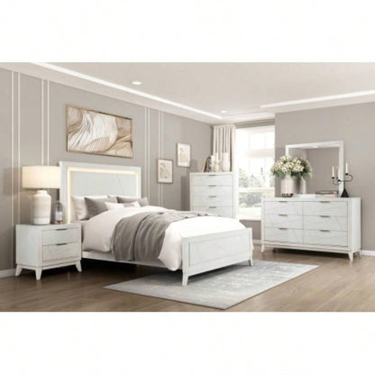 Antique White Nightstand with Drawers Modern Bedroom Furniture 1pc