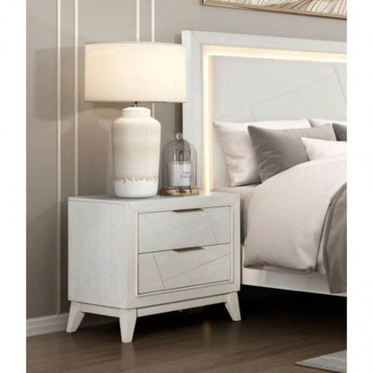 Antique White Nightstand with Drawers Modern Bedroom Furniture 1pc