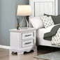 Charming White 2 - Drawer Nightstand Durable Wood Black Handles Classic Bedside Table 1pc Bedroom Furniture