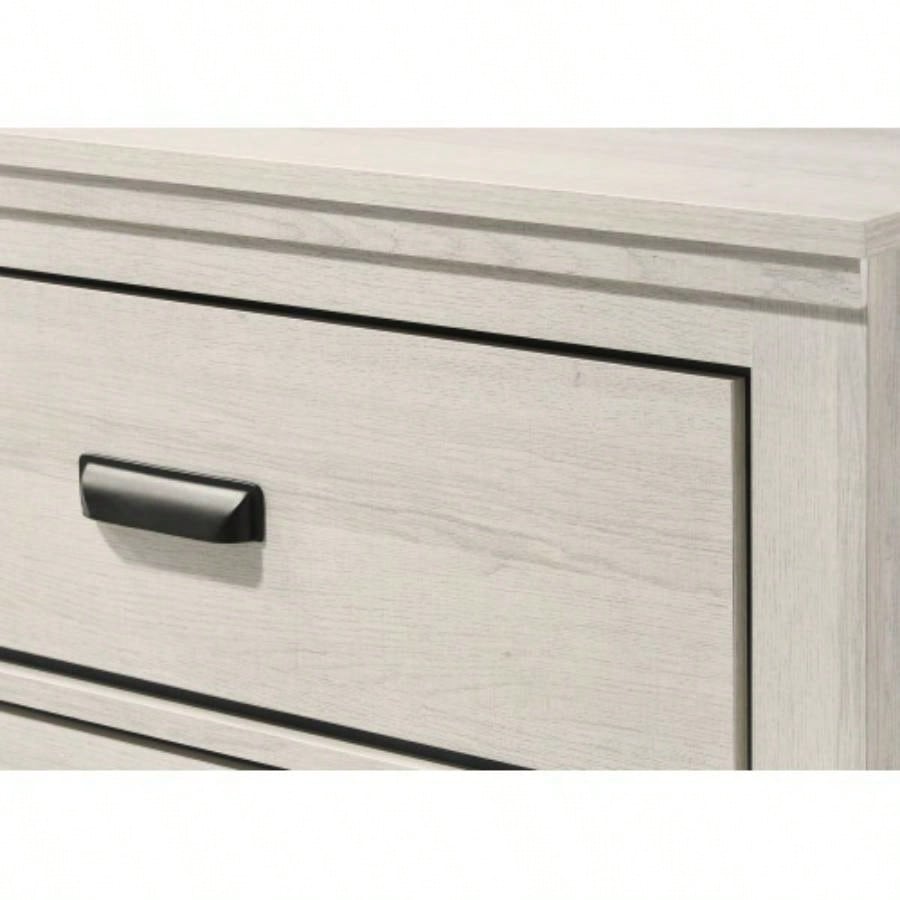 Contemporary 2 - Drawer Nightstand End Table Beige White Two Storage Drawers Bedroom Furniture