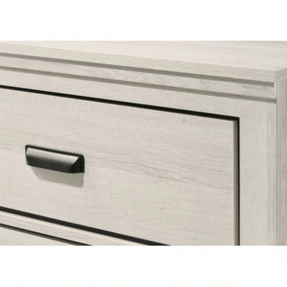 Contemporary 2 - Drawer Nightstand End Table Beige White Two Storage Drawers Bedroom Furniture