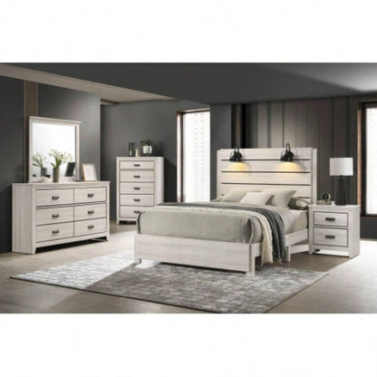 Contemporary 2 - Drawer Nightstand End Table Beige White Two Storage Drawers Bedroom Furniture