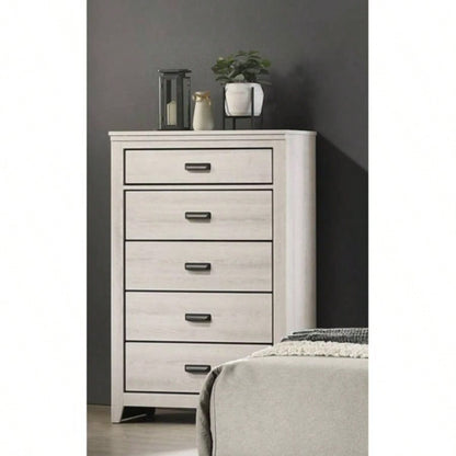 Contemporary 2 - Drawer Nightstand End Table Beige White Two Storage Drawers Bedroom Furniture