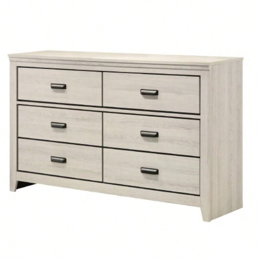 Contemporary 2 - Drawer Nightstand End Table Beige White Two Storage Drawers Bedroom Furniture