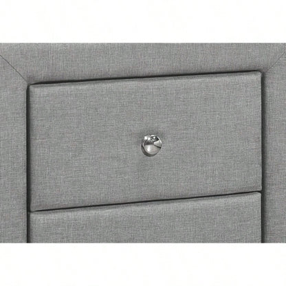Nightstand, Nightstand, End, Side, Lamp, Storage Drawer, Bedroom, Upholstered, Linen Look, Transitional