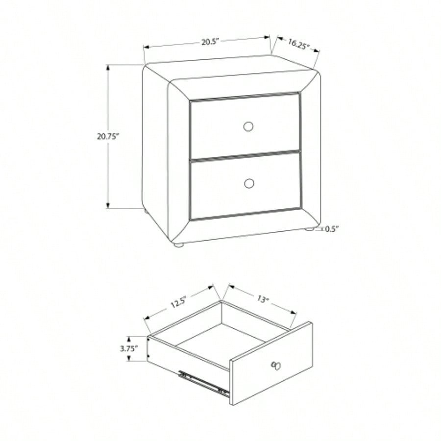 Nightstand, Nightstand, End, Side, Lamp, Storage Drawer, Bedroom, Upholstered, Linen Look, Transitional