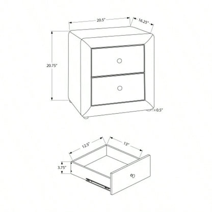 Nightstand, Nightstand, End, Side, Lamp, Storage Drawer, Bedroom, Upholstered, Linen Look, Transitional