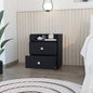 Nightstand Csmet, Metal Handle, Two Drawers, Black Wengue