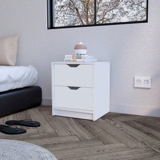 Nightstand Gandu, Two Drawers, White