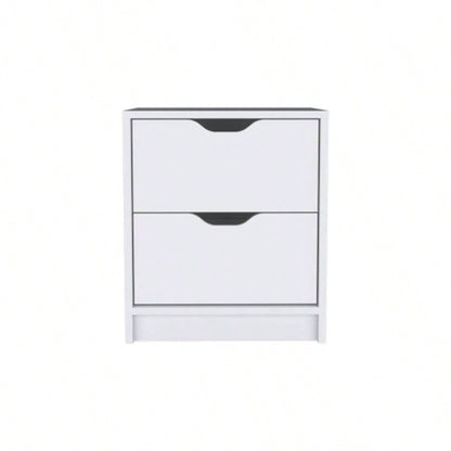 Nightstand Gandu, Two Drawers, White
