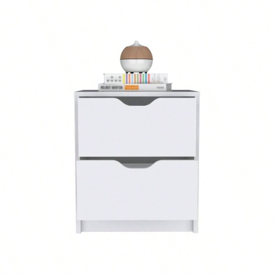 Nightstand Gandu, Two Drawers, White