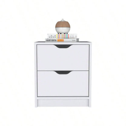 Nightstand Gandu, Two Drawers, White