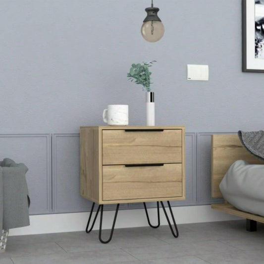 Nightstand Skyoner 2, Harpin, Two Drawers, Light Oak