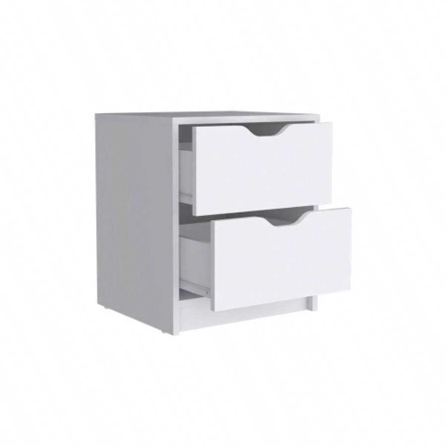 Nightstand Gandu, Two Drawers, White