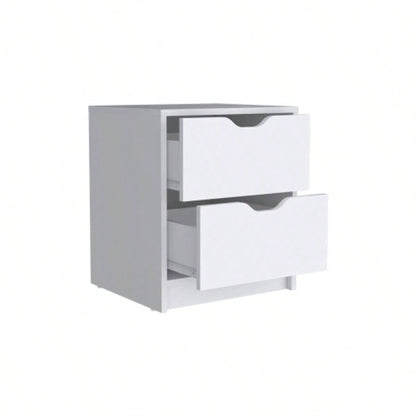 Nightstand Gandu, Two Drawers, White