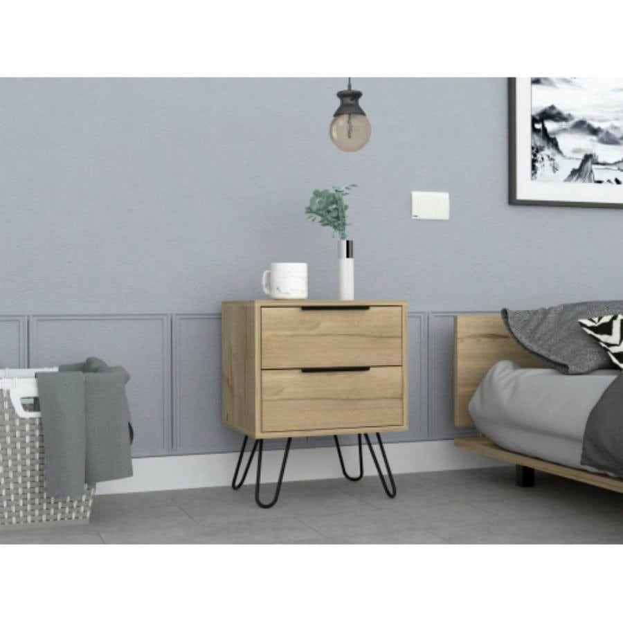 Nightstand Skyoner 2, Harpin, Two Drawers, Light Oak