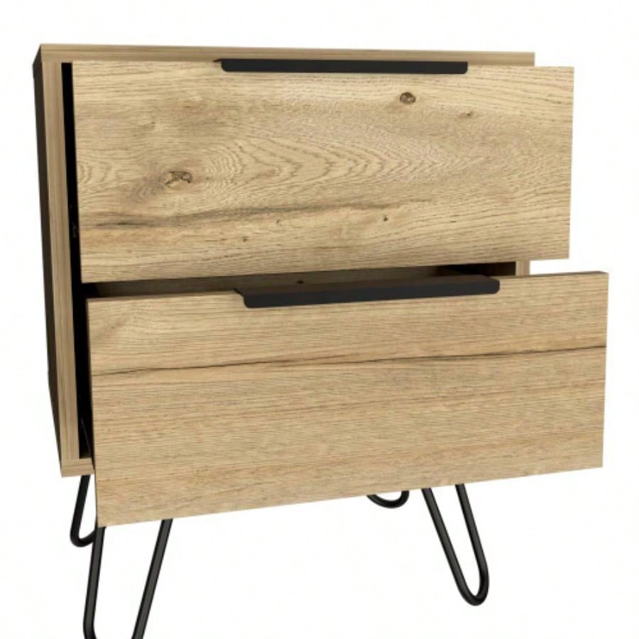 Nightstand Skyoner 2, Harpin, Two Drawers, Light Oak
