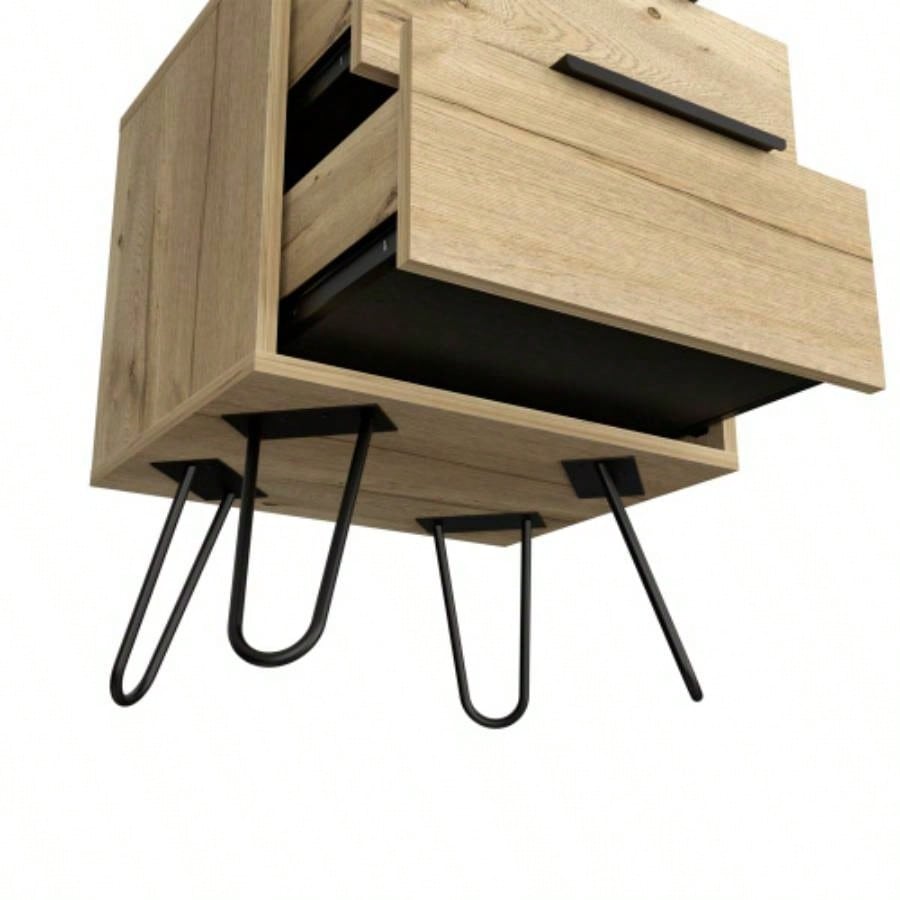 Nightstand Skyoner 2, Harpin, Two Drawers, Light Oak