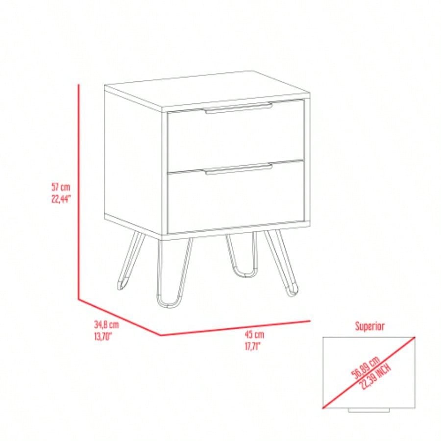 Nightstand Skyoner 2, Harpin, Two Drawers, Light Oak