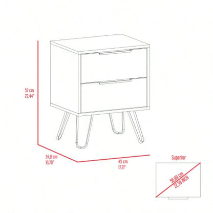 Nightstand Skyoner 2, Harpin, Two Drawers, Light Oak
