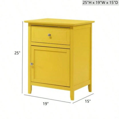 Vibrant Yellow Casual Nightstand
