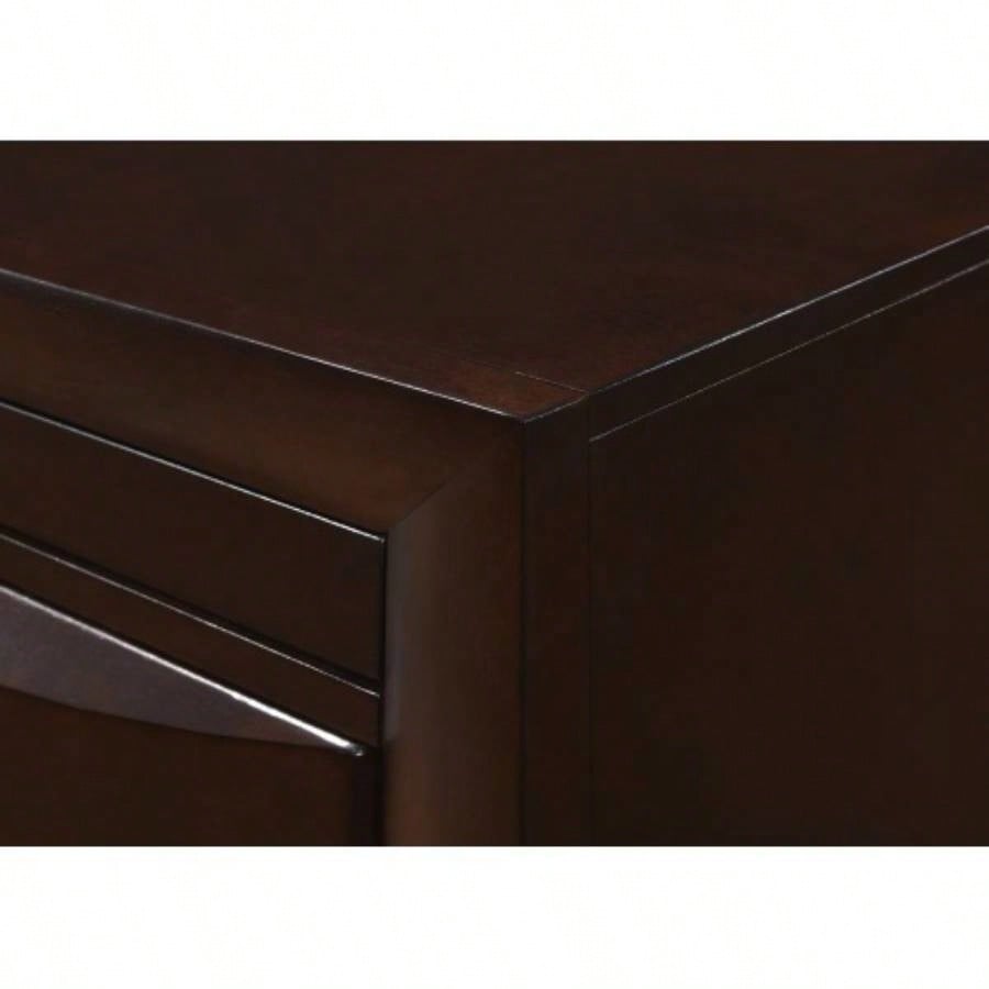1Pc Contemporary 2 Drawer Nightstand End Table Jewelry Tray Brown Solid Wood Wooden Bedroom Furniture