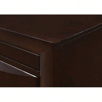 1Pc Contemporary 2 Drawer Nightstand End Table Jewelry Tray Brown Solid Wood Wooden Bedroom Furniture