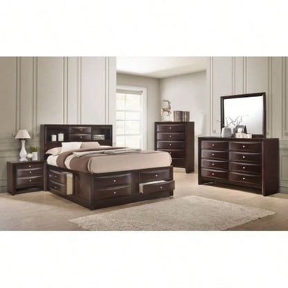 1Pc Contemporary 2 Drawer Nightstand End Table Jewelry Tray Brown Solid Wood Wooden Bedroom Furniture