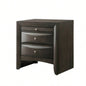 1Pc Contemporary 2 Drawer Nightstand End Table Jewelry Tray Brown Solid Wood Wooden Bedroom Furniture