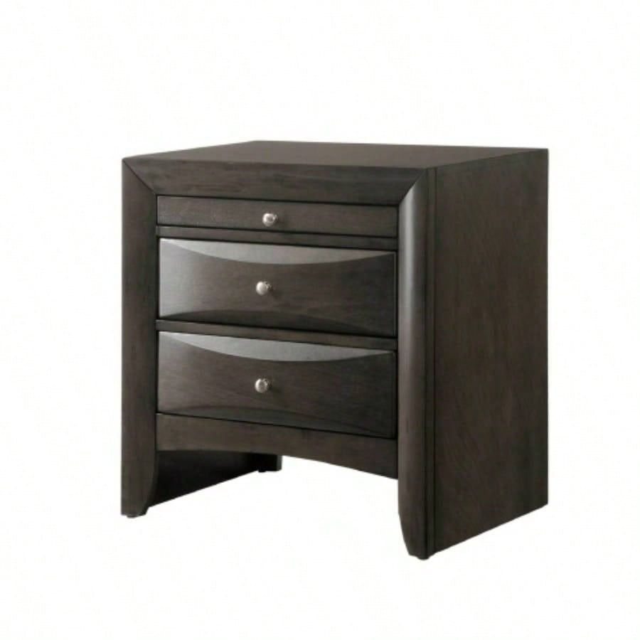 1Pc Contemporary 2 Drawer Nightstand End Table Jewelry Tray Brown Solid Wood Wooden Bedroom Furniture