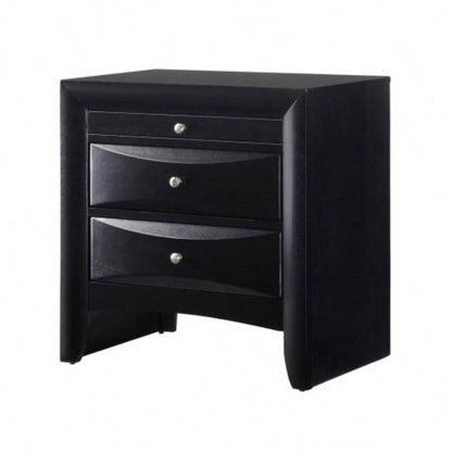1Pc Contemporary 2 Drawer Nightstand End Table Jewelry Tray Brown Solid Wood Wooden Bedroom Furniture
