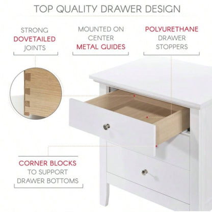Elegant White Casual Nightstand