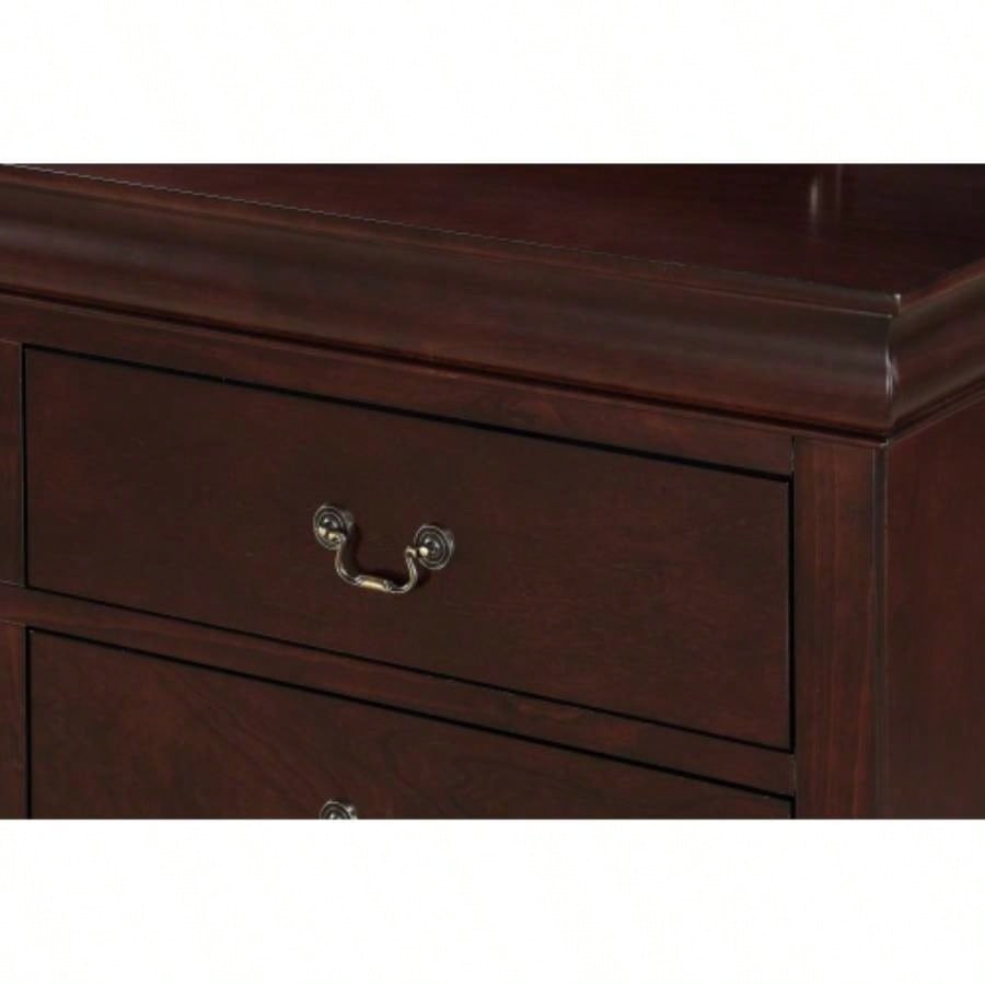 1pc Cherry Two Drawers Louis Philip Nightstand Solid Wood Contemporary Simple Style