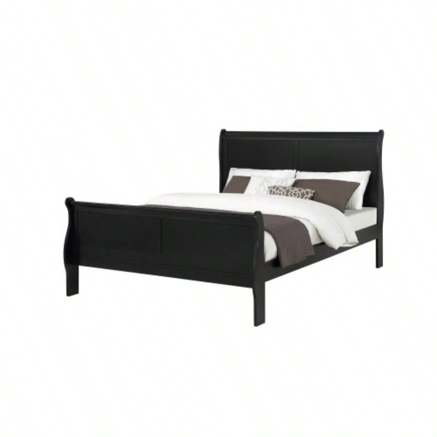 1pc Cherry Two Drawers Louis Philip Nightstand Solid Wood Contemporary Simple Style