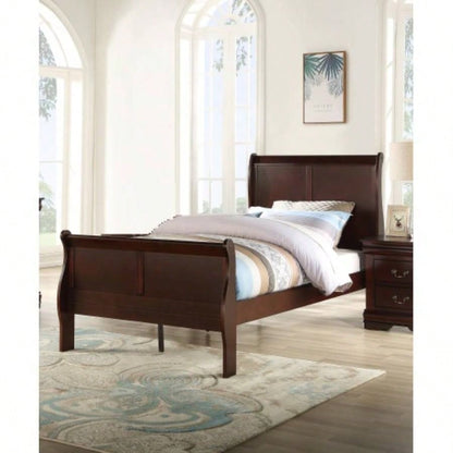 1pc Cherry Two Drawers Louis Philip Nightstand Solid Wood Contemporary Simple Style