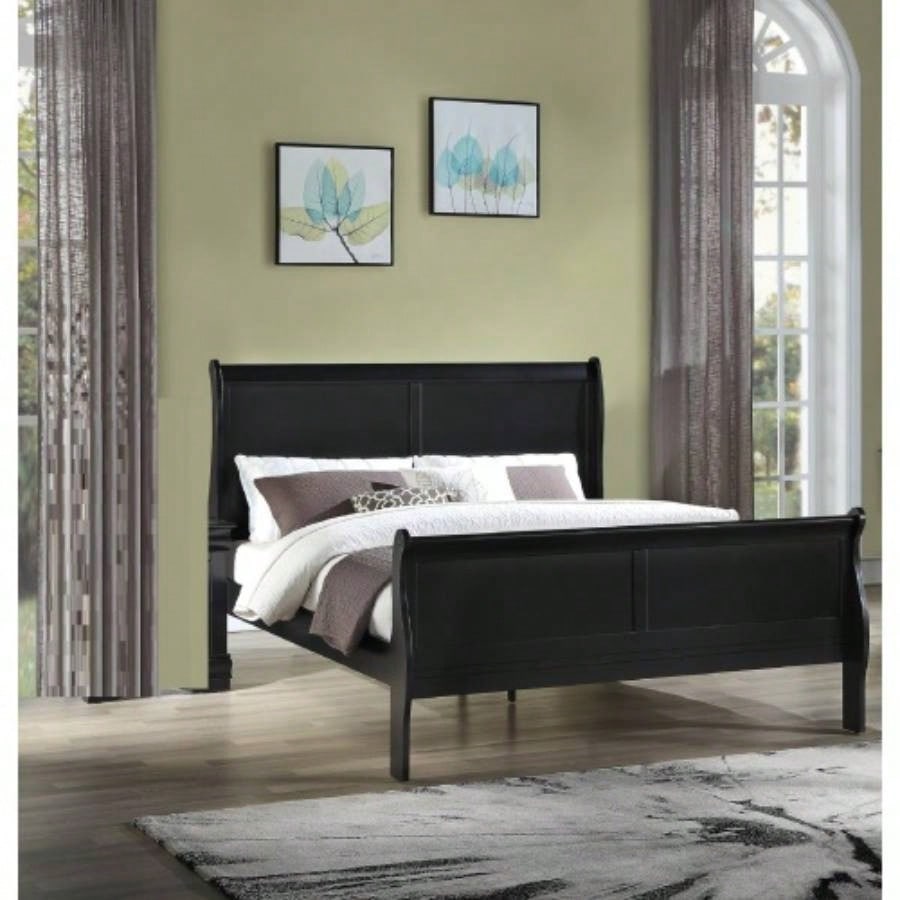 1pc Cherry Two Drawers Louis Philip Nightstand Solid Wood Contemporary Simple Style