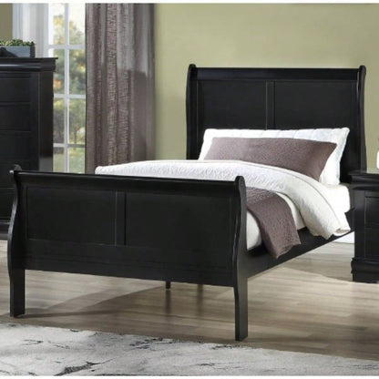 1pc Cherry Two Drawers Louis Philip Nightstand Solid Wood Contemporary Simple Style
