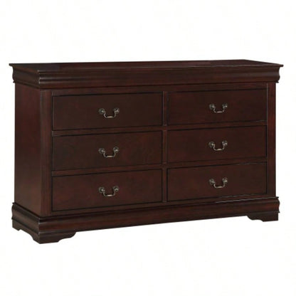 1pc Cherry Two Drawers Louis Philip Nightstand Solid Wood Contemporary Simple Style