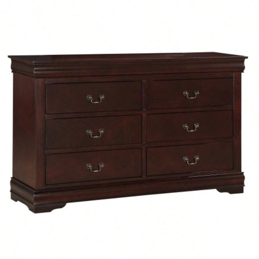 1pc Cherry Two Drawers Louis Philip Nightstand Solid Wood Contemporary Simple Style